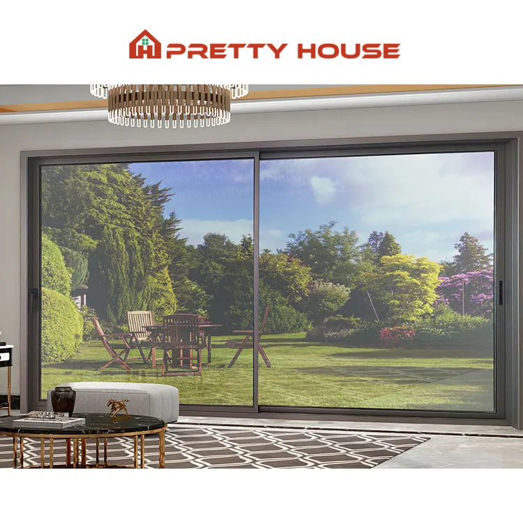 Heavy Duty Big Vision Patio Door Slim Frame Balcony Three Panel Aluminum Sliding Glass Door Philippines