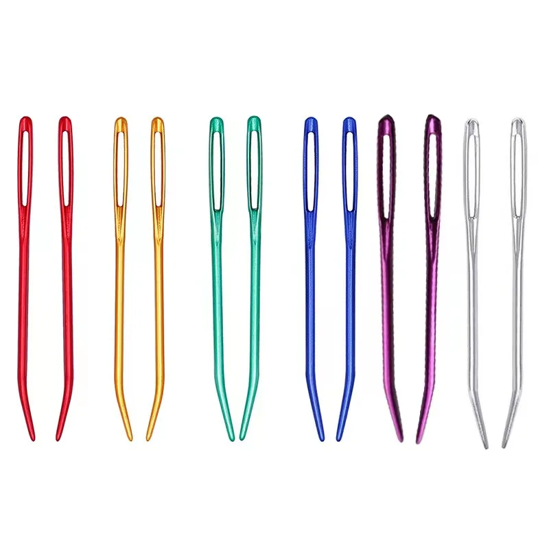 Aluminium Crochet Hooks Knitting Sewing Needle with Hole Eye Hand Weaving Tool Crochet Hook Set