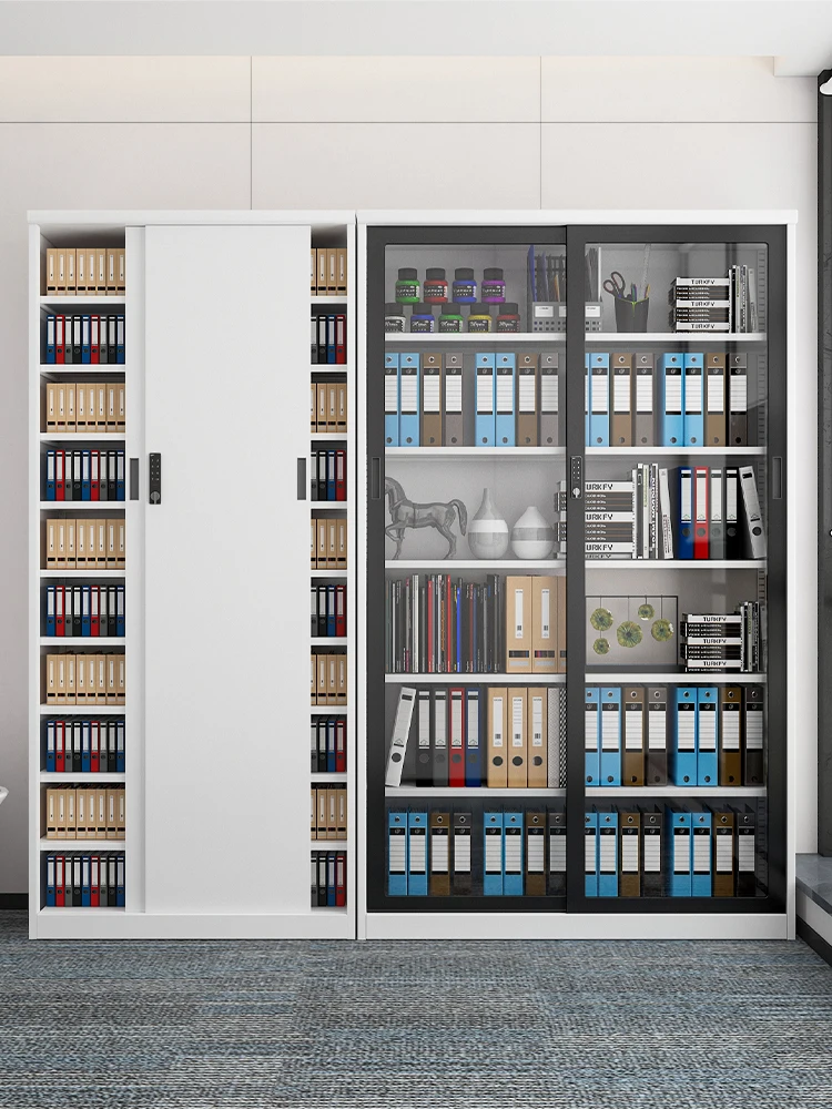 Manufactory 1800*1000*400 Glass Door Metal Shelf Steel Storage Book