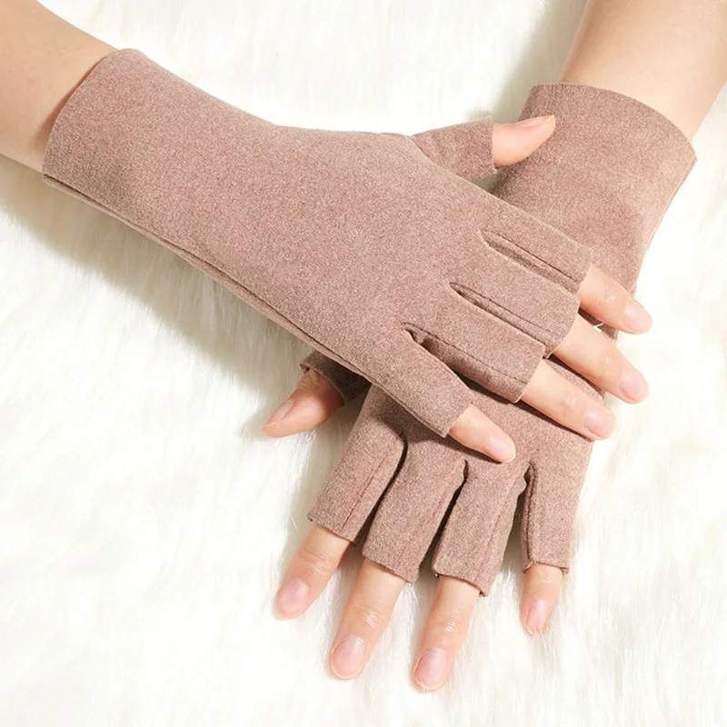 Plus Velvet Woman Winter Warm Glove Elastic Breathable Half Finger Comfortable Glove