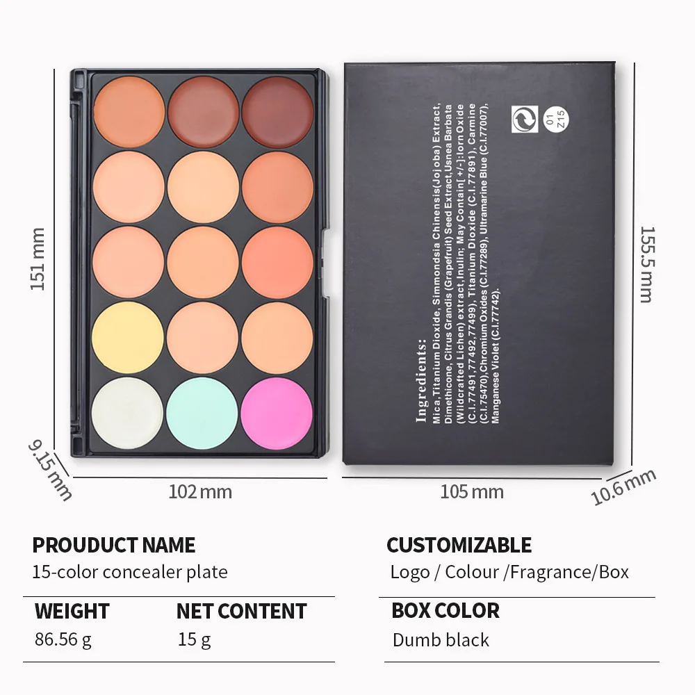 Professional Cream Foundation and Camouflage Concealer - 15 Color Concealer Palette
