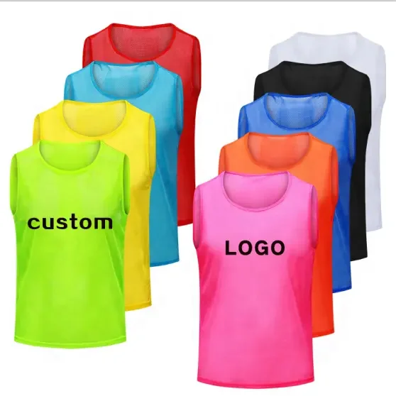 Custom breathable soccer training vest football pinnies Polyester football Vest Mesh Training soccer vest Soccer Bibs
