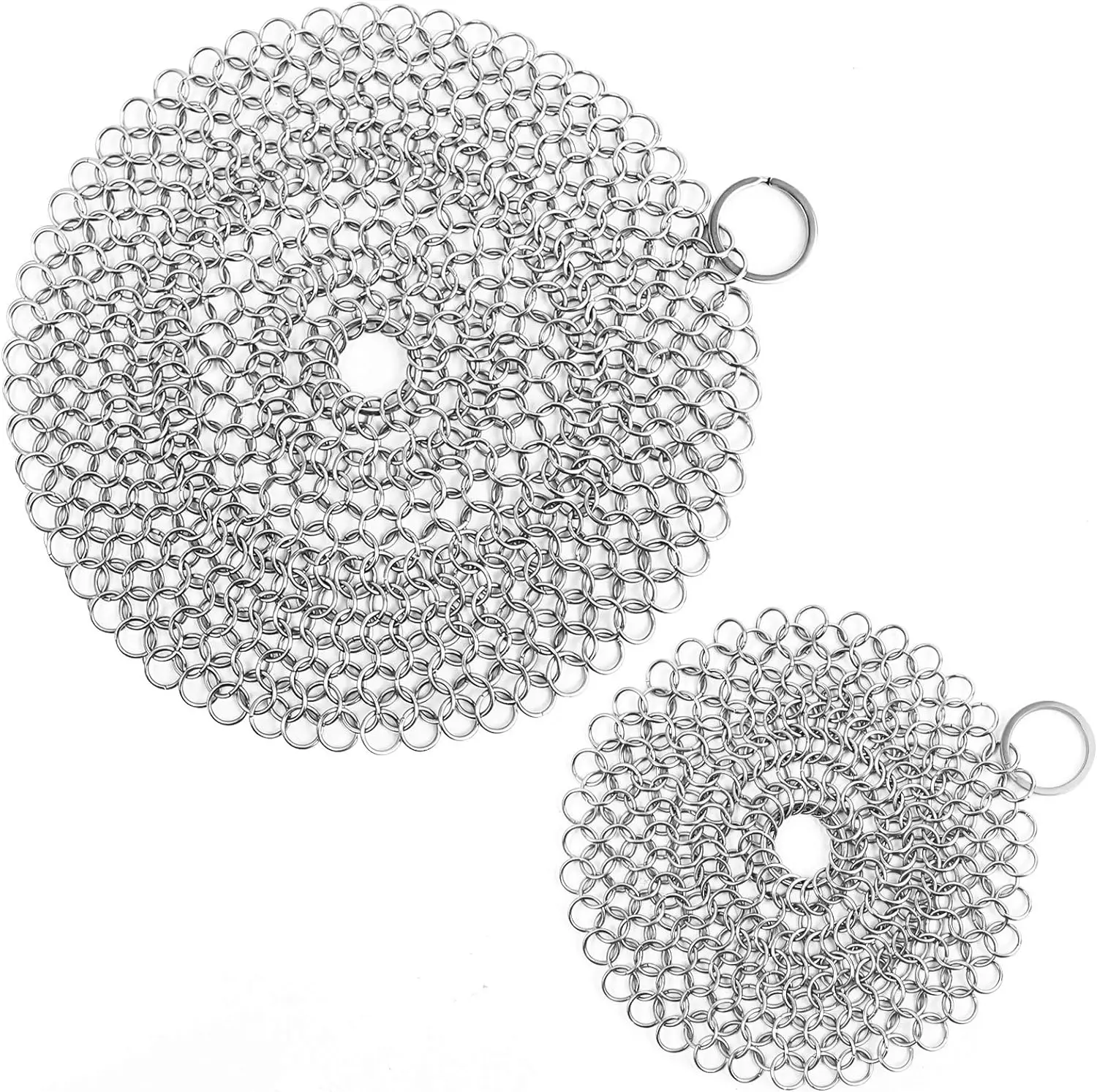 China Manufacturer Weave Wire Mesh Pans Cast Iron Mesh Scrubber Stainless Steel Chainmail Scrubber