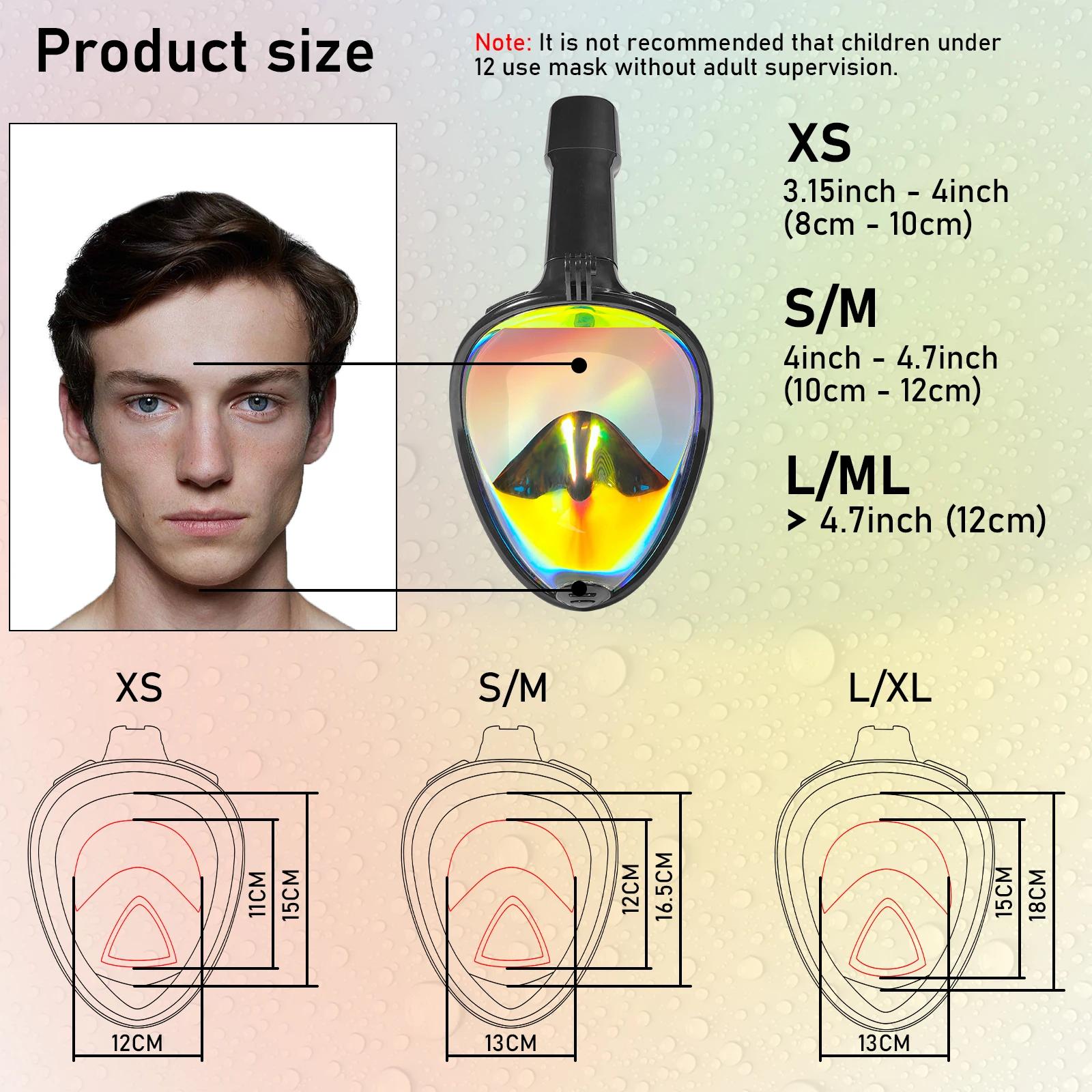 High quality kids diving mask set with adjustable strap oxygen full face mask for diving