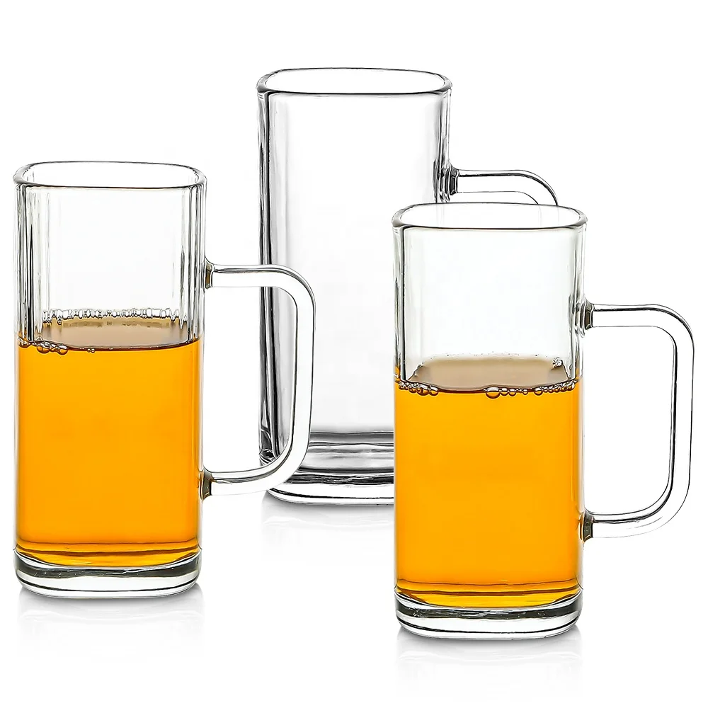 Elegant Lead-free Thin Glass Tumbler Bar Glassware Clear Square Highball Beer Mug