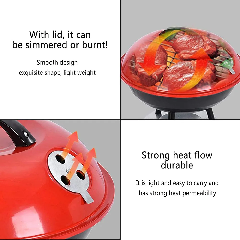 Steel and Portable kamado grill smoker with vent holes for heat adjustment