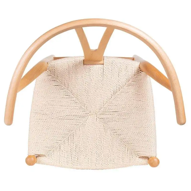 Wholesale high quality Factory Rope Woven Seat Brown Wooden Wishbone Bar Stools Dining Bar High Chair With Arms