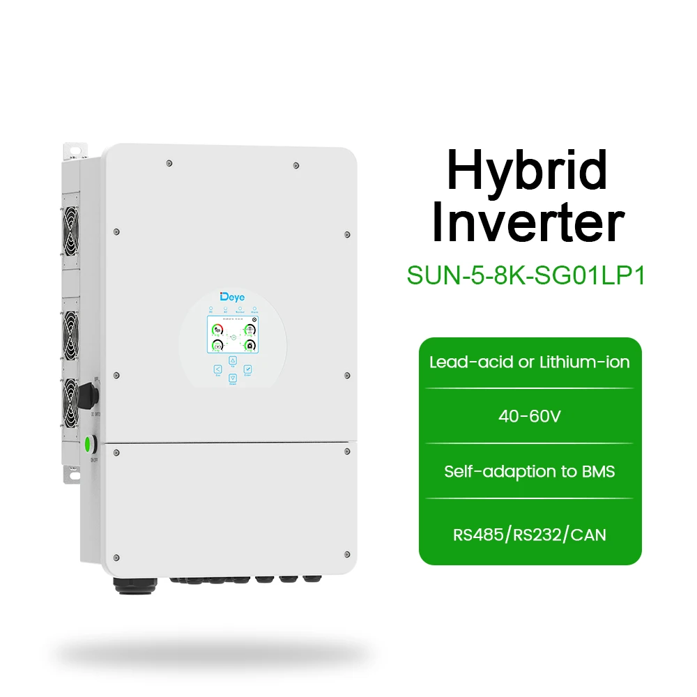SUN-8K-SG01LP1EU 8000W Solar Hybrid Inverter IP65 Waterproof 8KWT 1-Phase Low Volta 8KW AC Output MPPT Controller 60Hz Frequency