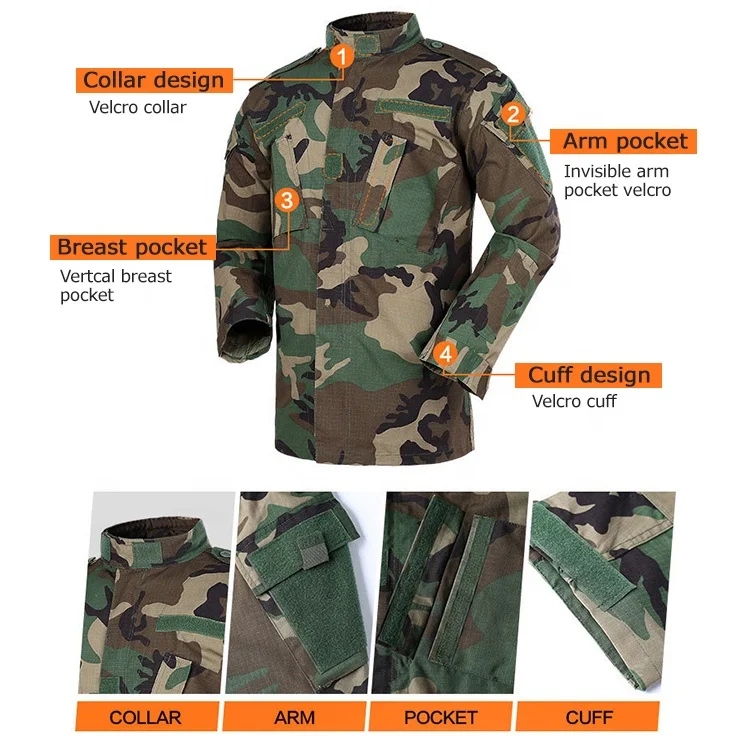 Wholesale ACU Camouflage Tactical Jacket Rip Stop Tactical Training Clothes Combat Uniform Suit Set For Men
