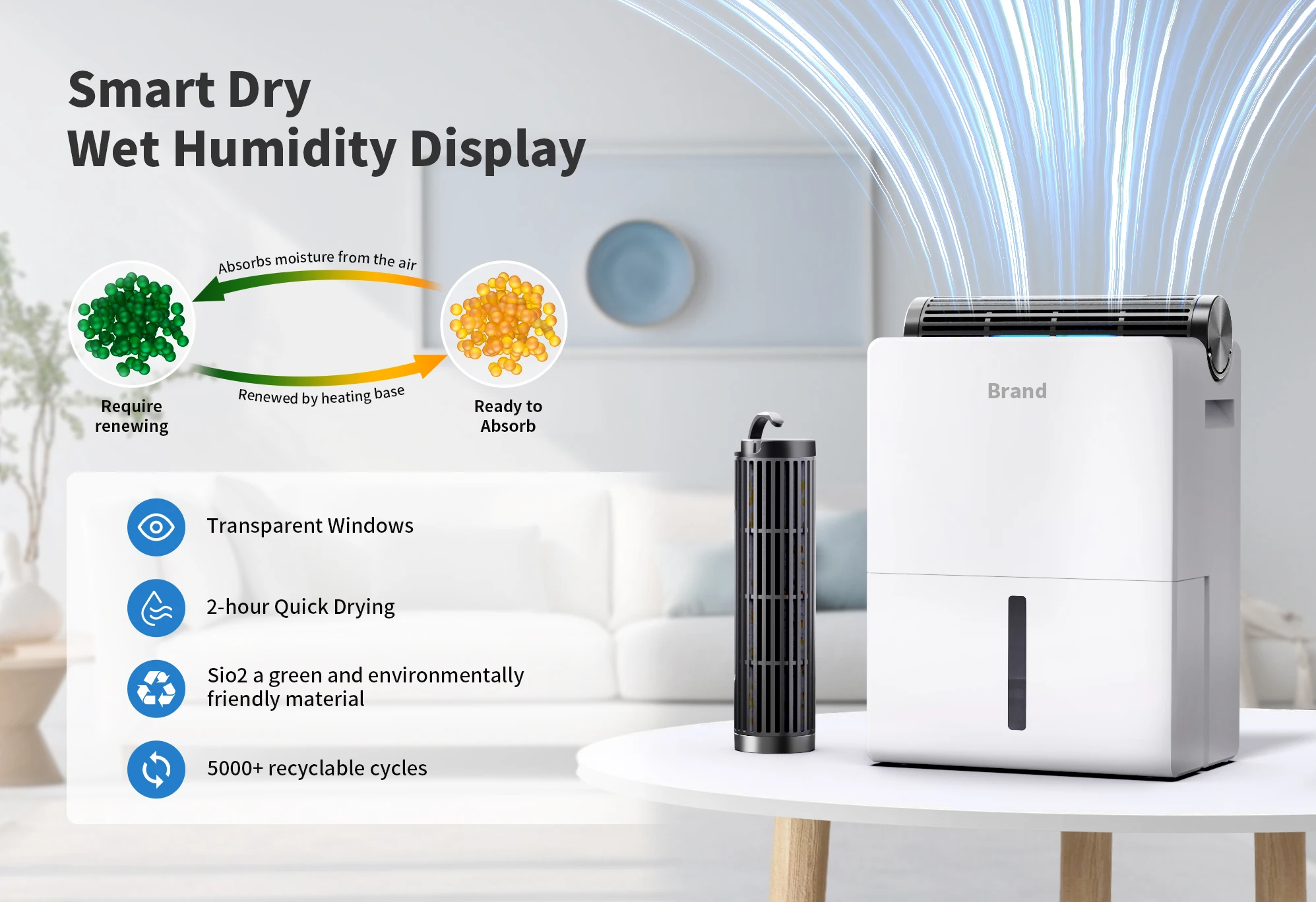 home appliance 2024 new trending air quality air moisture dryer 2 in 1 semiconductor refrigeration dehumidifier home desiccant