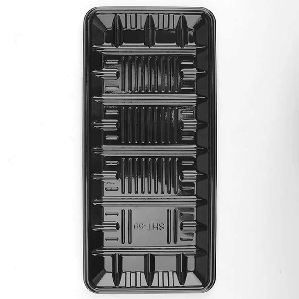 Best selling black RPET/PET biodegradable fruit and carrot tomato  disposable plastic vegetable tray