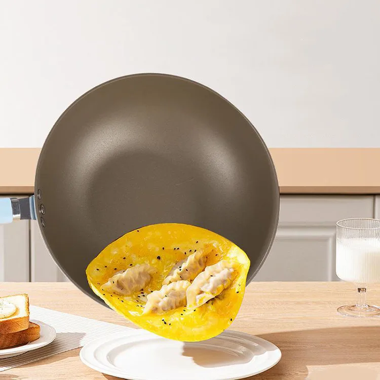Hot Sale Non Stick wok Pan With Lid Titanium gold non-stick Frying Pan carbon steel Kitchen Cookware