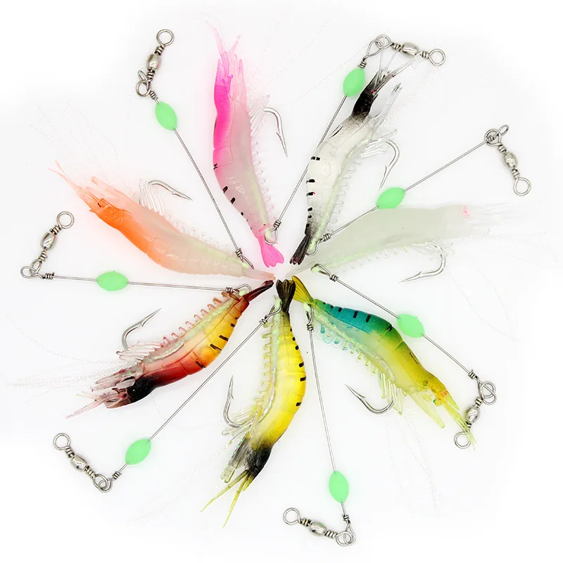 Spot Wholesale Shrimp 9cm 7g Invisibility Hook Noctilucent Fishing Soft Lure For Sea Fishing Catfish Tilapia Bass Pesca