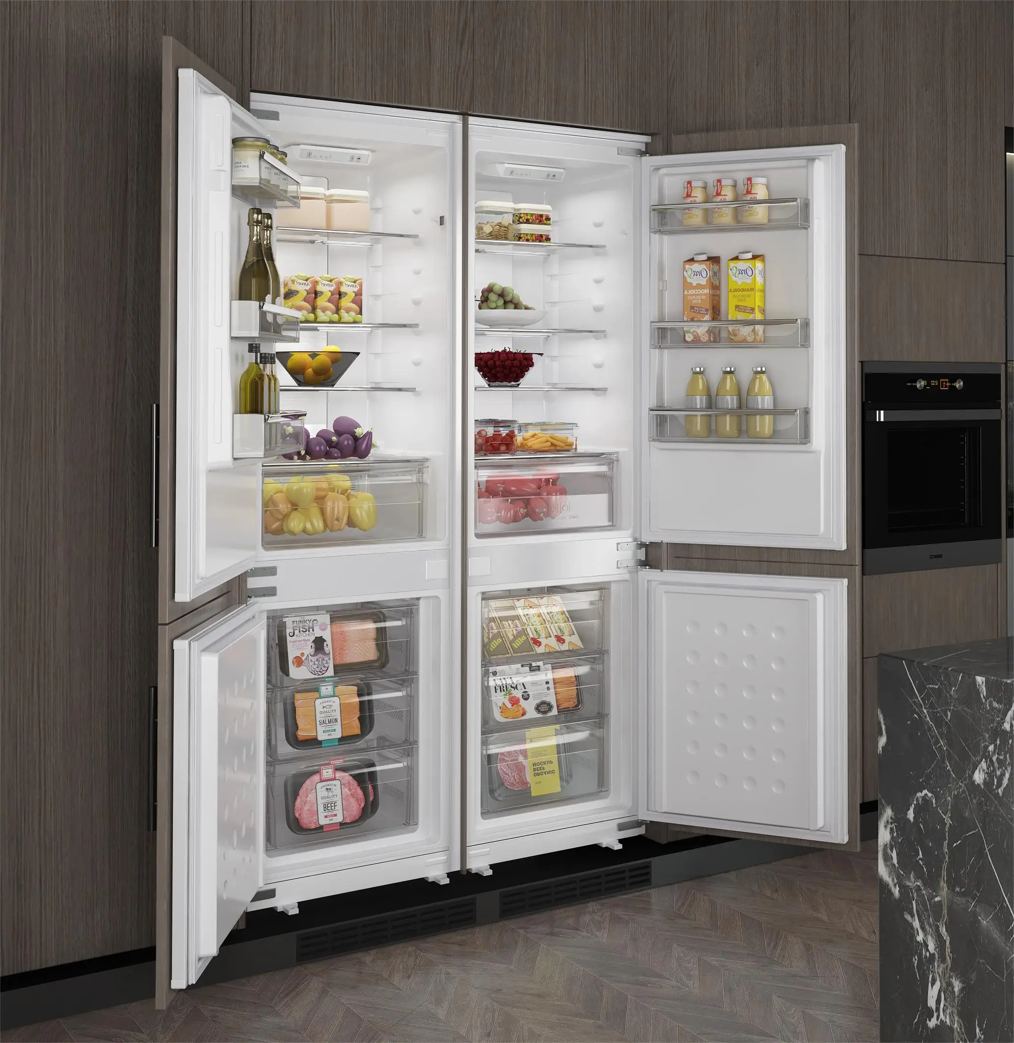 ZUNGUI BCD-232WQB Hot selling Built In Drawer Fridge Freezer Large Large Refrigerator Refrigerator