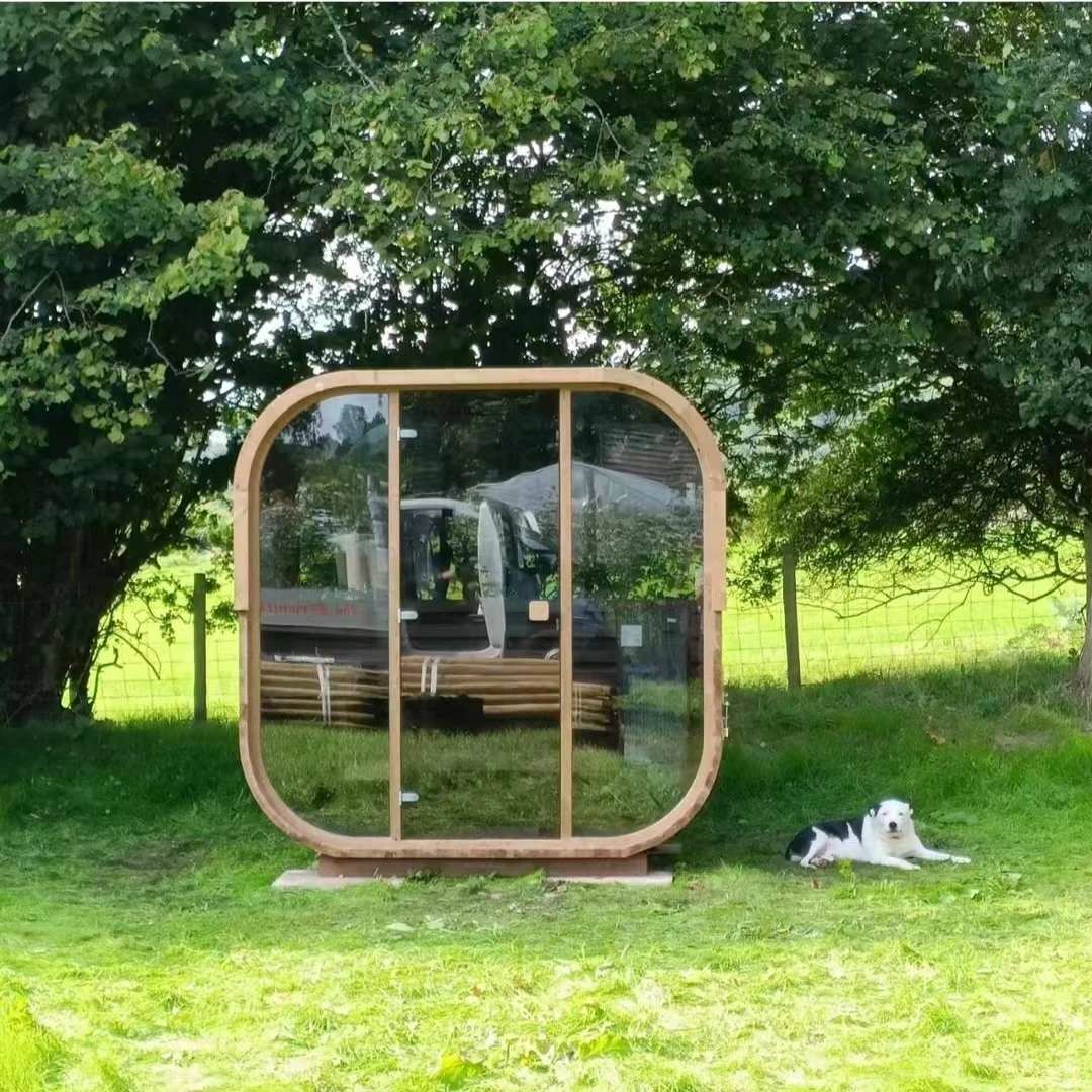 Outdoor Sauna Room 2-4 Persons Mini Small Size Wooden Square Tub Sauna Barrel