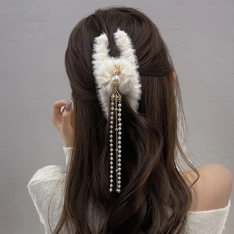 Hair Claw Style Sweet Butterfly Large Grabber Hairpin Satin Crystal Hair Clip for Women Fashion Jewelry Accessories