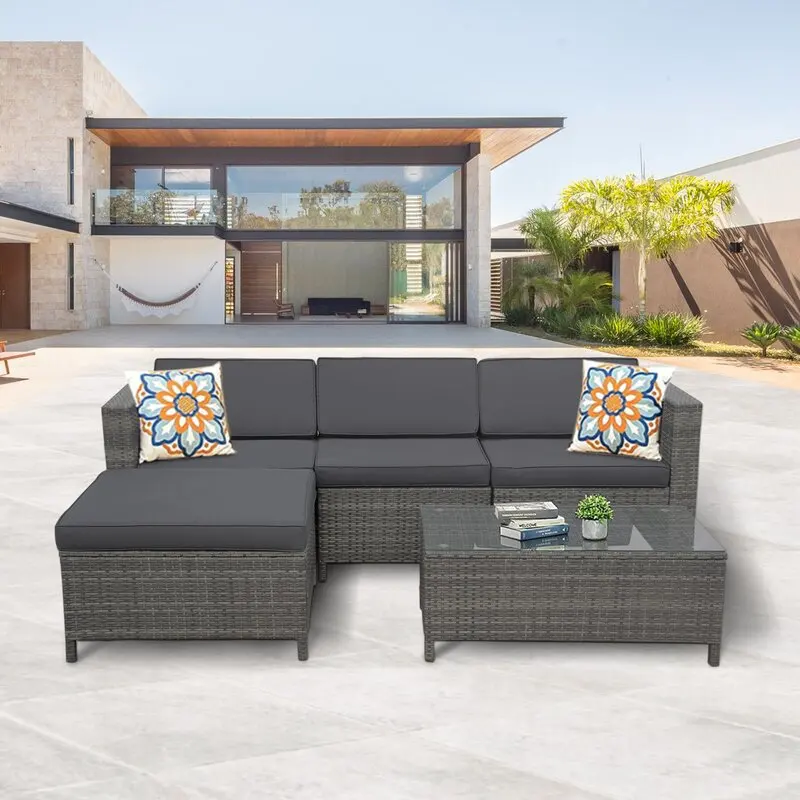 Wholesale Rattan Furniture Garden Chess Set Large Outdoor Patio Wicker Sofa Set Furniture Set For The Garden