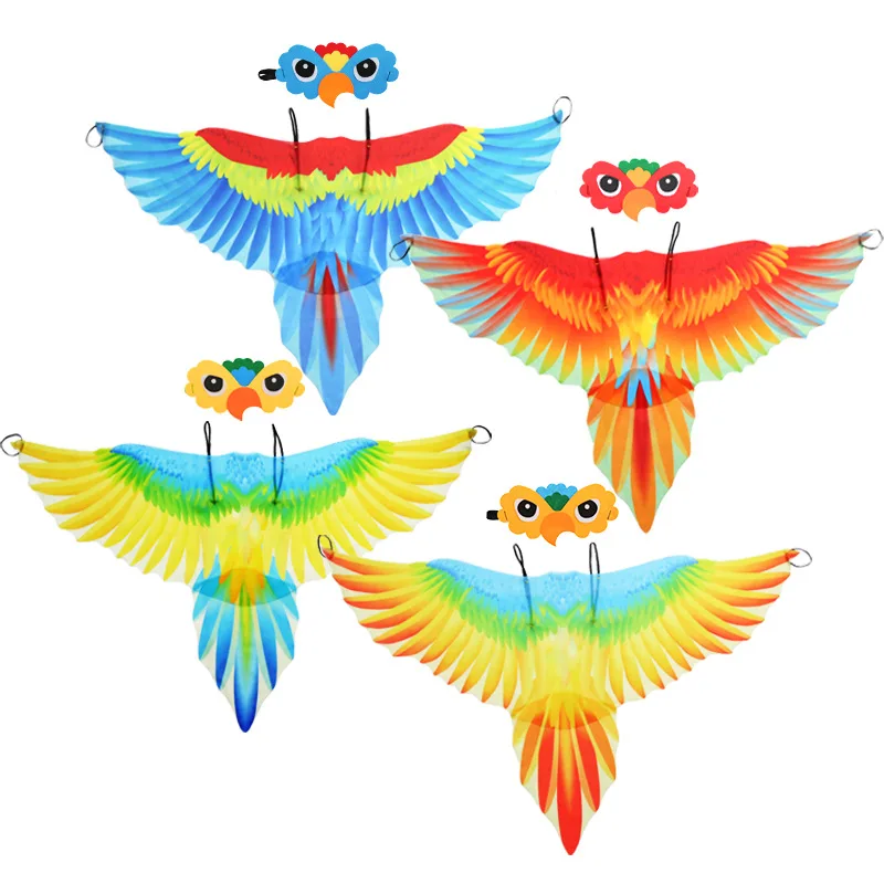 Kids Parrot Costume Girl Fairy Parrot Wings Chiffon Blue Pink Purple Halloween Costume