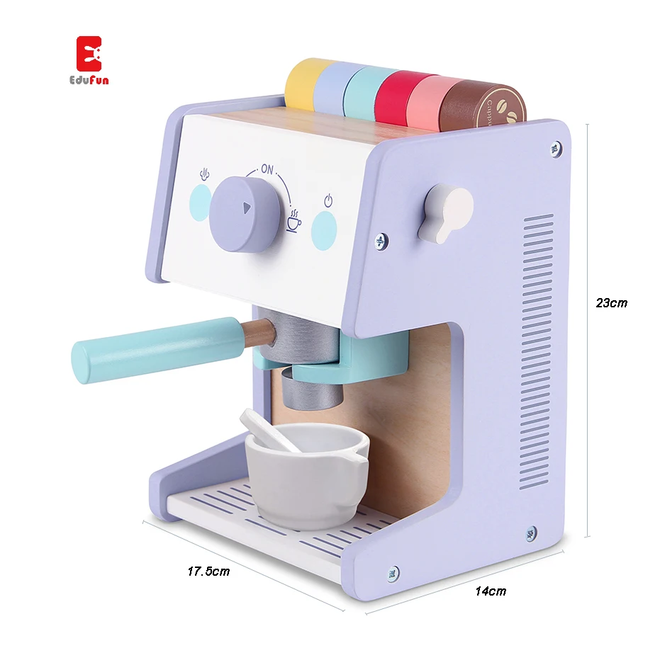 Children Gift funny Montesssori educational Pretend Playing Wooden Kitchen Deluxe coffee machine  Set for Toddler toys