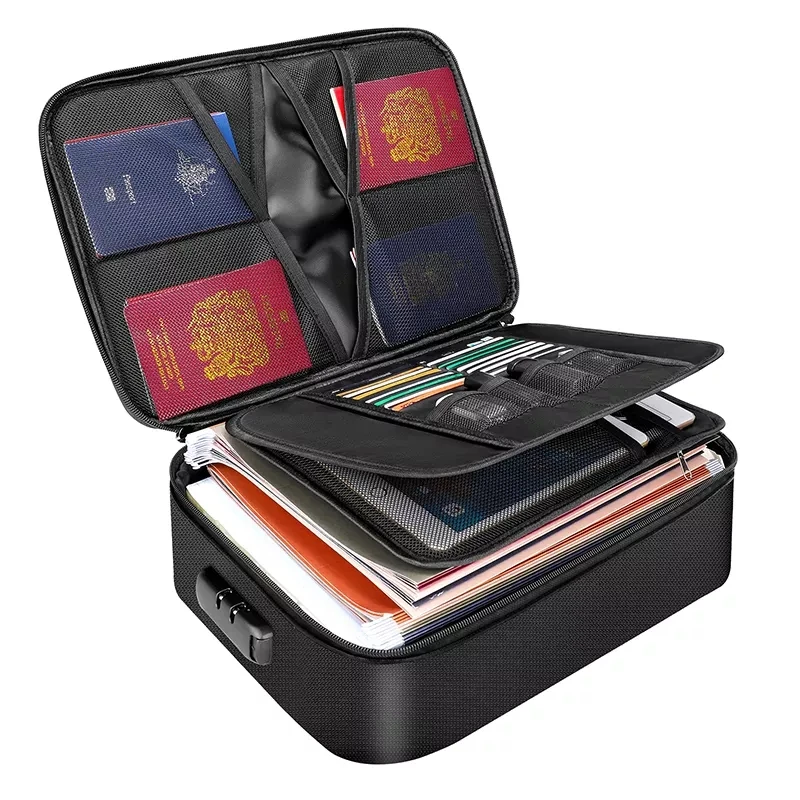 Fireproof document organizer multifunctional passport certificate storage bag file storage organization