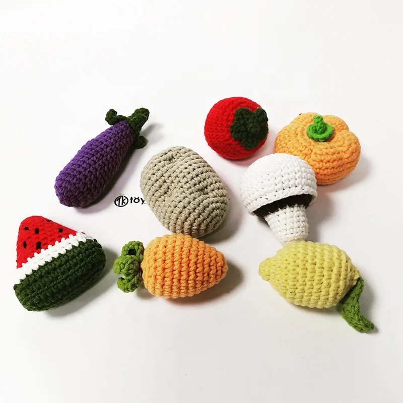 Еда для вязания крючком ручной работы Amigurumi детская сенсорная игрушка подарки овощи фрукты арбуз морковь гриб