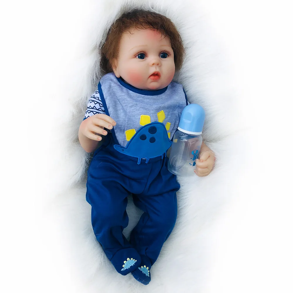 Style 22 Inch Reborn Baby Doll Soft Silicone Touch Real Cosplay Gray Rat Boy with Rooted Mohair Baby Doll New Desi