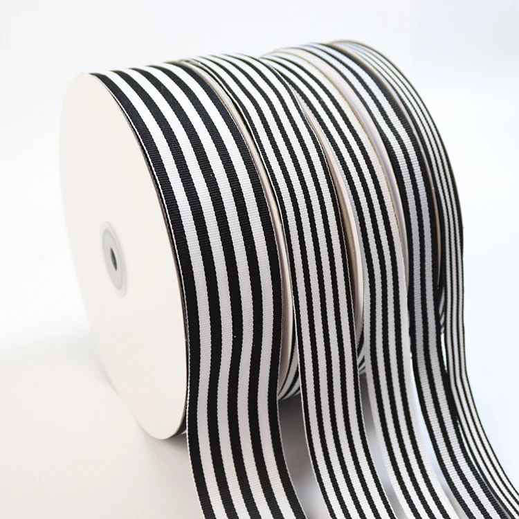 Factory Custom Black and White Striped Ribbon For Christmas Gift Decoration