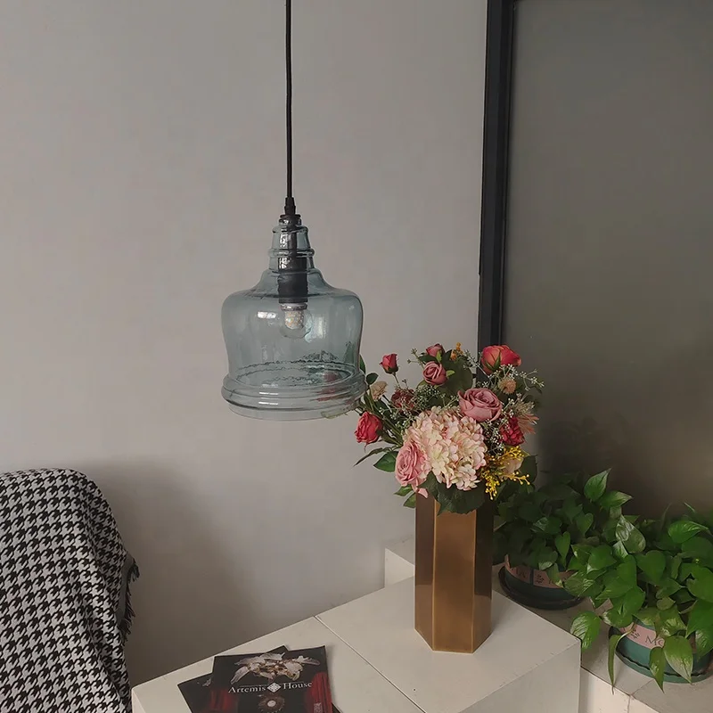 Iron Glass Chandelier American Dining Table Lamp Simple Restaurant Lamp bar Lamp Straight Industrial Commercial Hot Pot Store