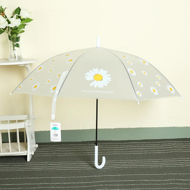 popular sale rain umbrella logo flower printing atomatic clear printing poe transparent umbrella