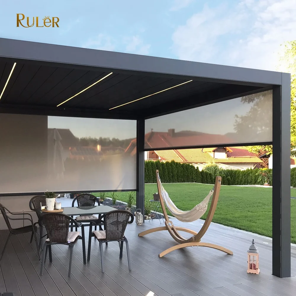 Customized Outdoor smart motorized roller blind Vertical drop awning blinds shades for Window