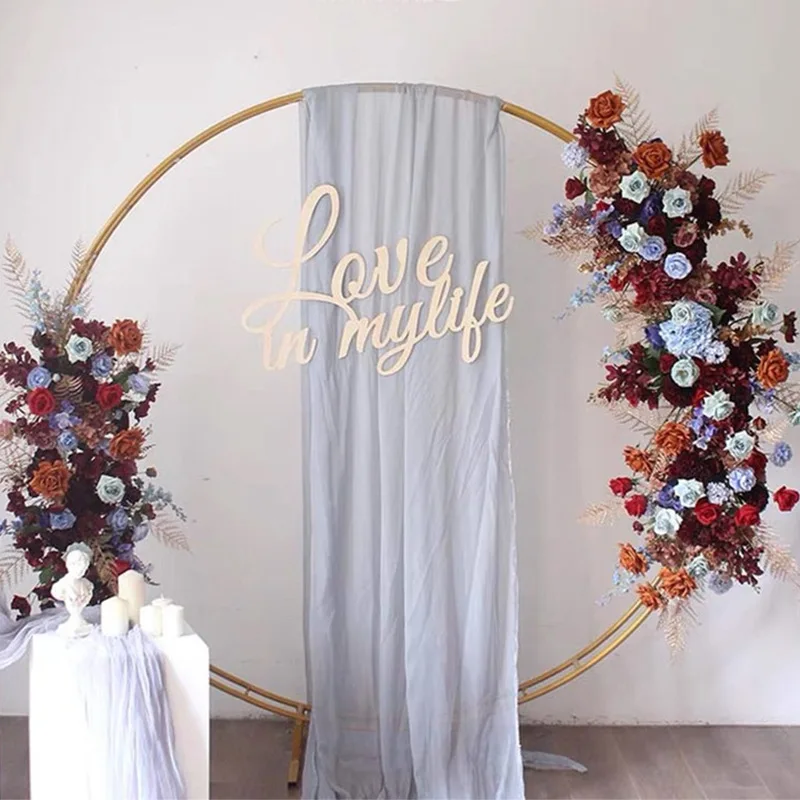 1.2m /1.5m/2m/2.4m Gold Double Ring Round Arch Wedding Metal Stand Backdrop