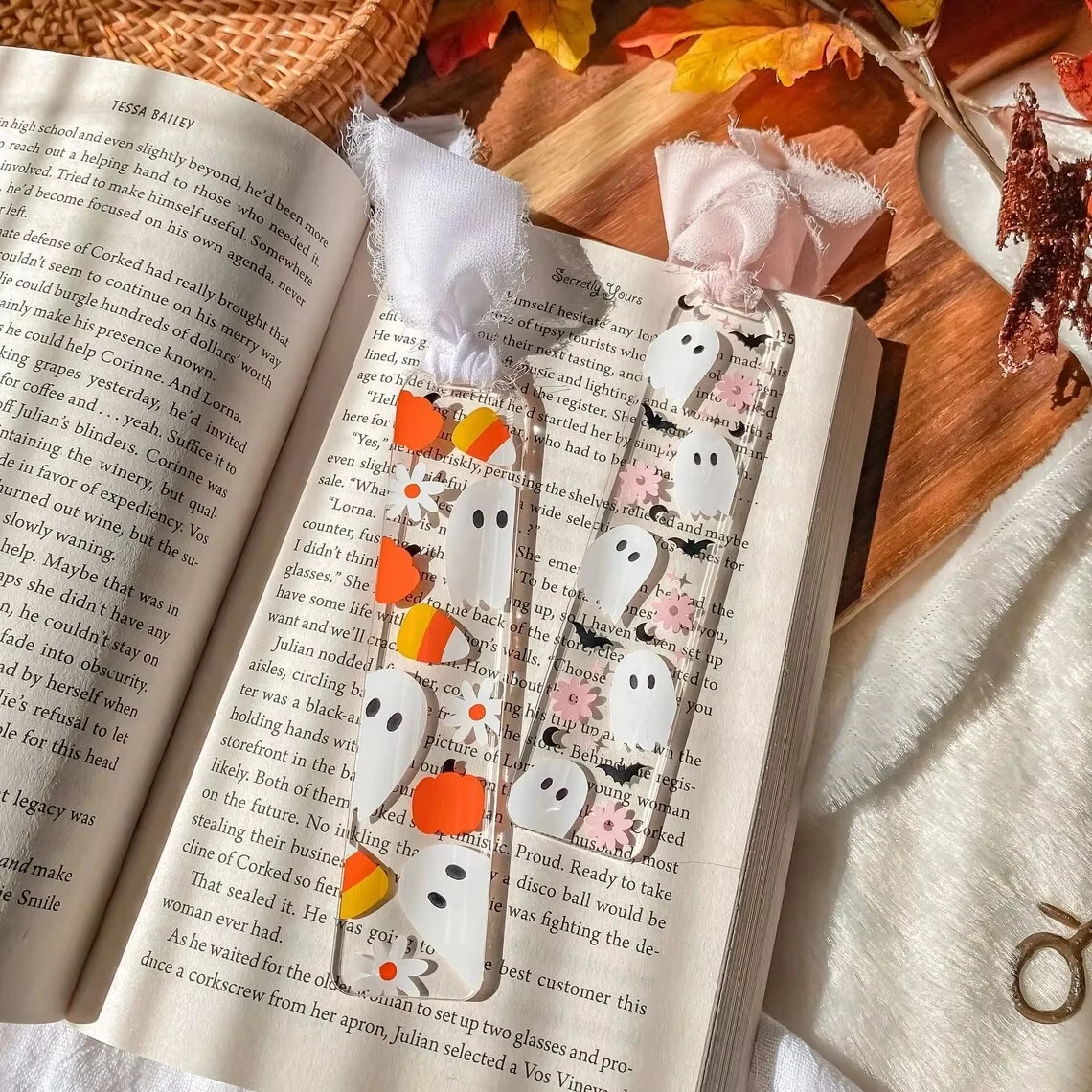 Halloween Acrylic Bookmark Boho Ribbon Bookmark Book Lover Reading Gift Page Marker for Readers