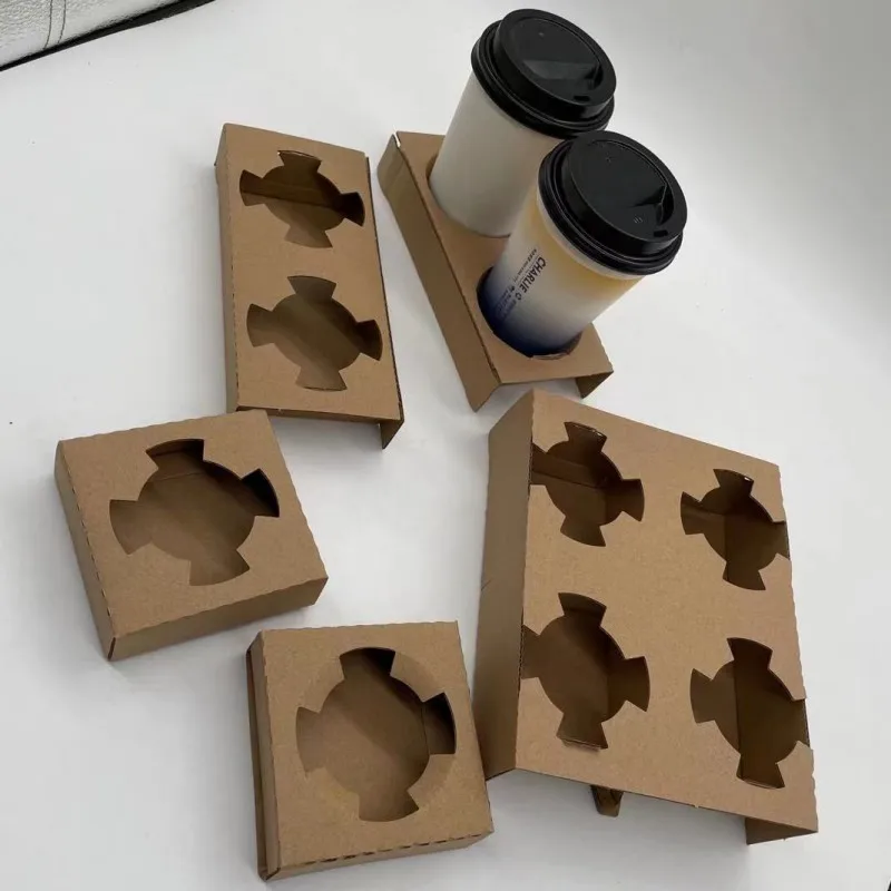 Eco Friendly Cup Carrier Customized Takeaway Disposable Coffee Paper Cups Holder