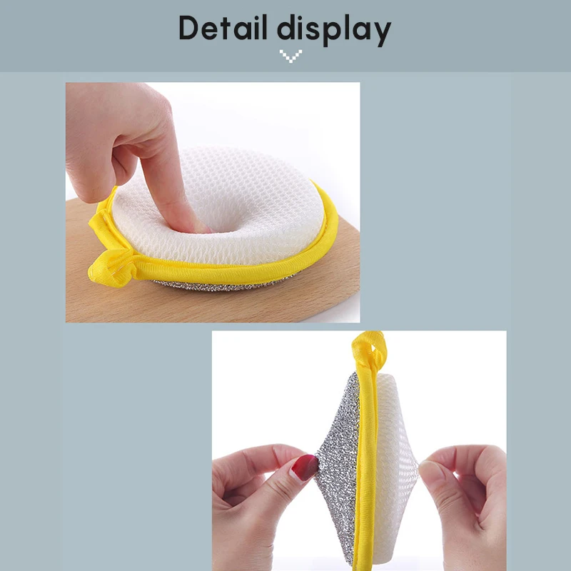 Double-Sided Dish Towel Pot And Bowl Cleaning Sponge Washing Brush Round Scouring Pad Kitchen Cleaning Sponge Wipe