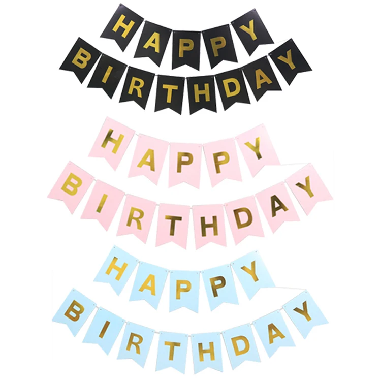 Boys Girl Baby Shower Decoration Custom Party Supplies Paper Bunting Garland Banners Flags Happy Birthday Banner