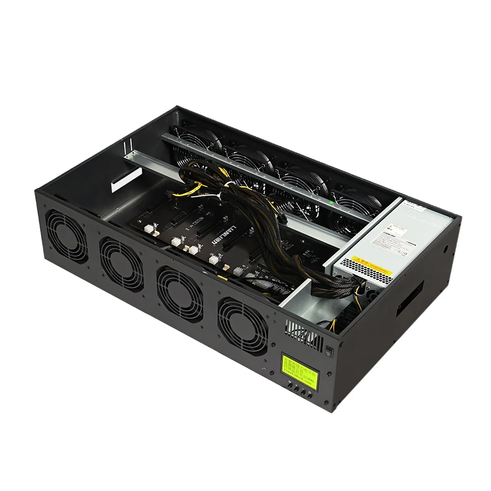 Бесшумная машина для ПК, корпус графической карты, использование в домашних условиях, 8 gpu с полностью новой материнской платой и 8 gpu корпусом с экраном