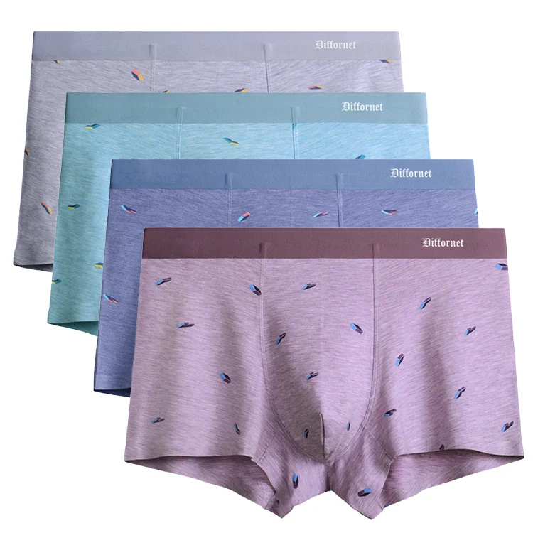seamless spandex mesh printed bamboo micromodal custom brand logo cotton brief boxer men underwear