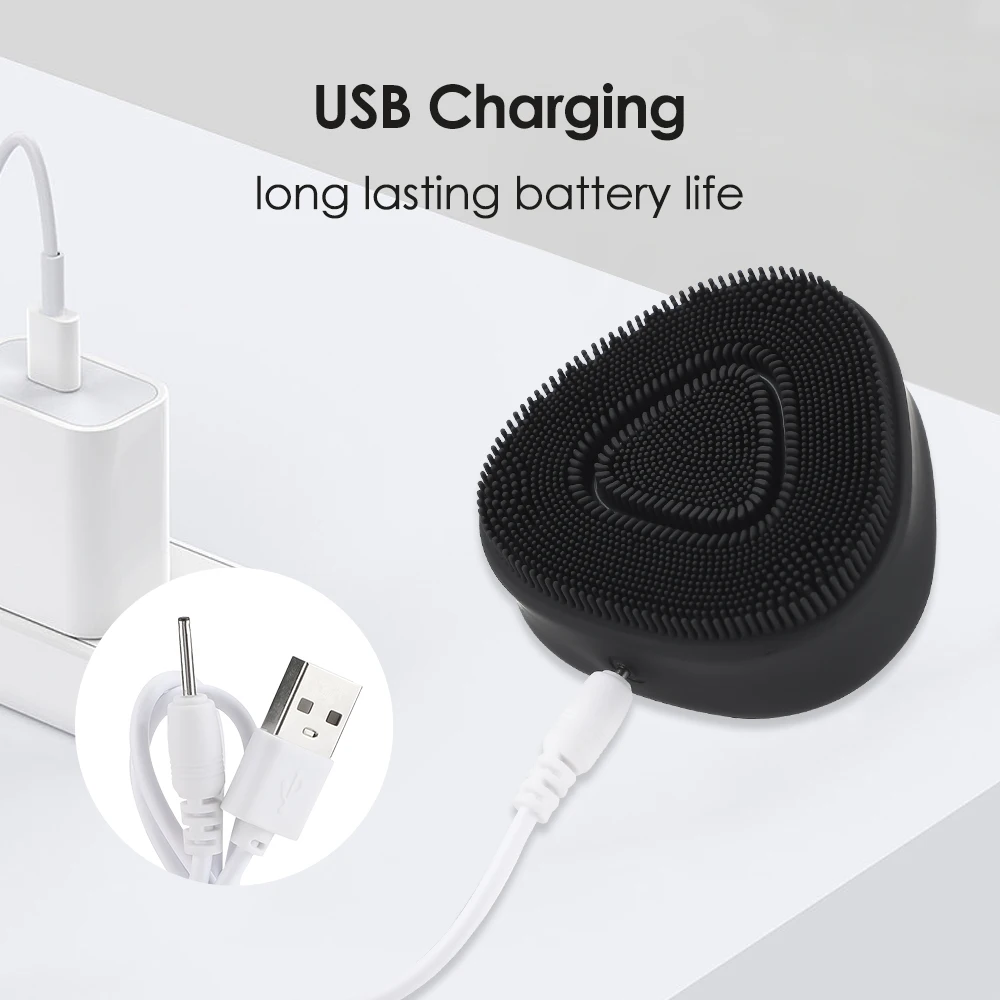 Mini Sonic Vibration Face Massager EMS Micro-current Silicone Facial Cleansing Brush With Steel Roller