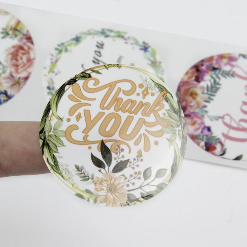 Custom Hot Stamping Transparent For Supporting Small Business Thank U Adhesive Stickers Labels Stickers Roll Round Kraft Sticker