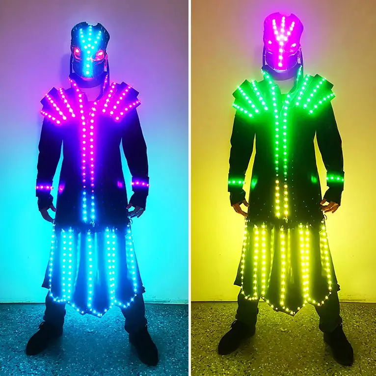 LED Suit & Helmet Illuminated Luminous Performance Stage Costume Bar & Clothes for Graduation & Event