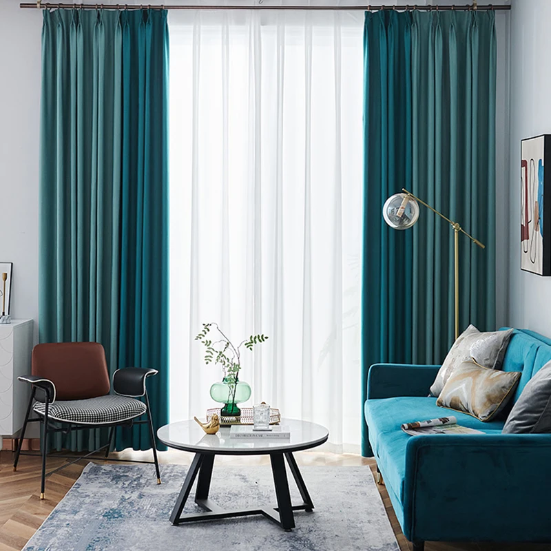 ZhongHua Forest Green Style Jacquard Good Quality  Fabric Curtain For Living Room