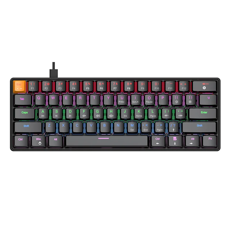 RGB игровая механическая клавиатура 68 клавиш для ноутбука USB подключение CNC клавиатура 68 для компьютера