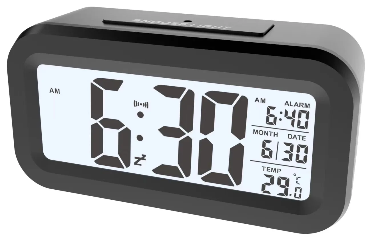Alarm Clock Temperature Humidity Voice Control/Alaways On Table Clock Dual Alarm Wall Rechargeable Digital LED Clocks