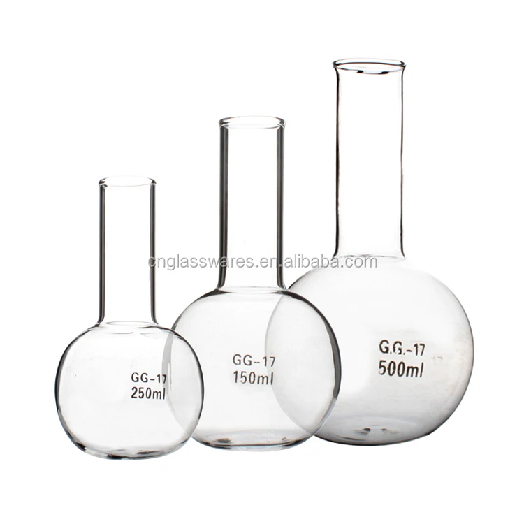 Лабораторная посуда, колба из боросиликатного стекла с круглым дном