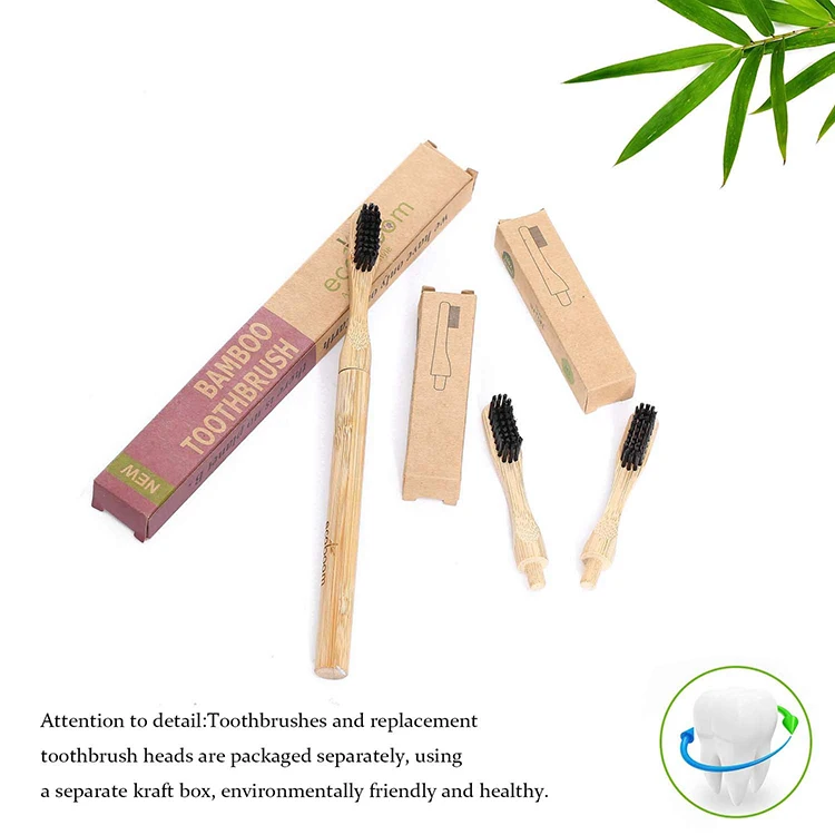 
Eco Friendly Organic Bamboo Replacement Toothbrush Custom Logo Bamboo Toothbrush Replaceable 