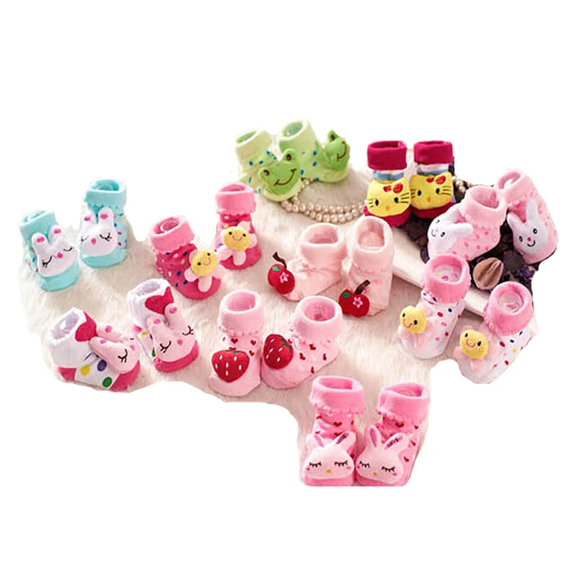 3D Animal Shaped Design Cotton Sock New born baby socks With Rubber Bottom Soles for 1 - 9 months Baby Boy