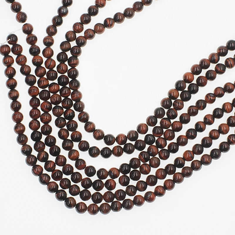 Wholesale Loose Bead Strand Round Gemstone Natural Red Tiger Eye Stone Beads For Jewelry Making MS-021