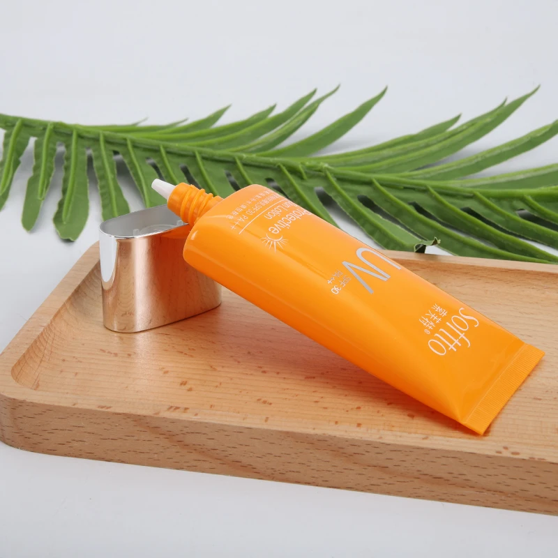 10ml 50ml 100ml 200ml Empty orange PE packaging plastic cosmetic tube for face wash cream body lotion shampoo