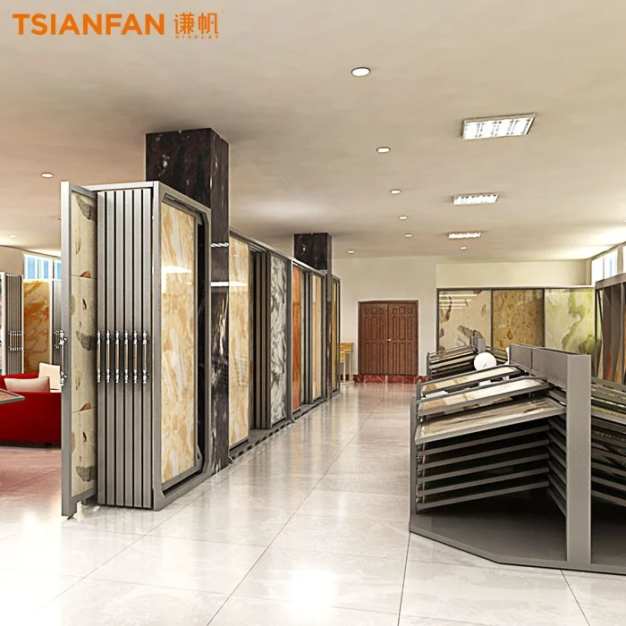 New style store mdf 2 tier liners brackets tile display stand natural stone sliding showroom marble slab quartz display shelf