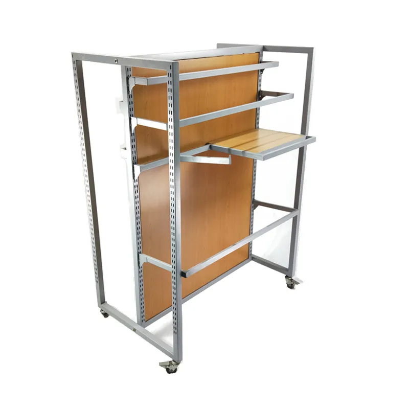 With Wheels Two Sides Wooden Steel Cloth Rack